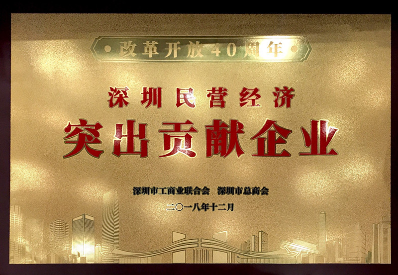 6686体育网页登录荣获“改革开放40周年深圳民营经济突出贡献企业”称号